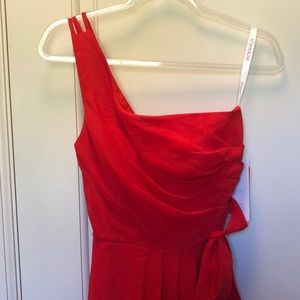 Red high low dress